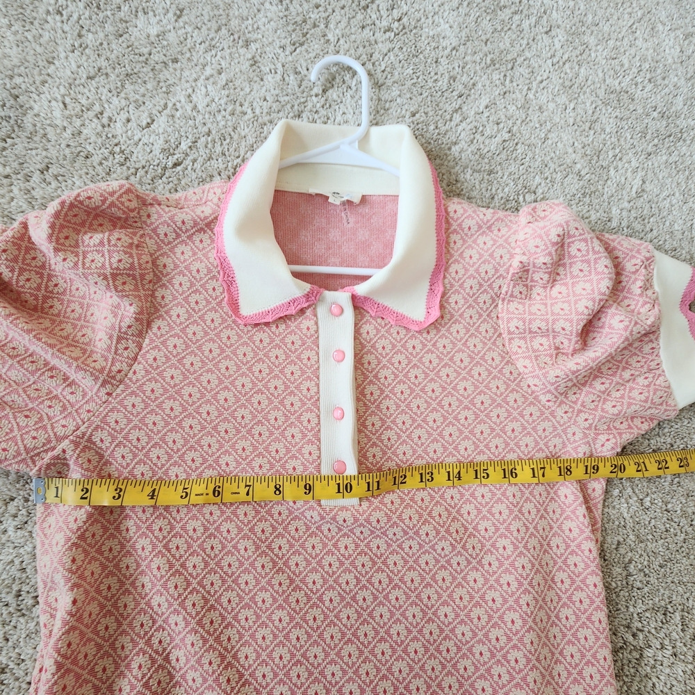 entro Pink and White Textured Polo Dress - Picture 6 of 8